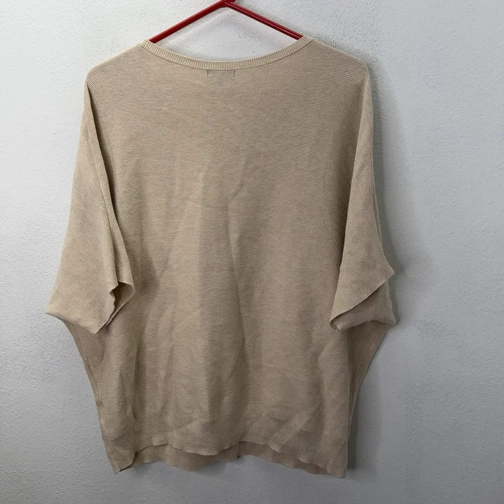 Quince Lightweight Cotton Cashmere Link-Stitch Dolman Sweater Oatmeal XL